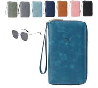 Genérico Multi-Functional RFID Passport Wallet,Organizer with Anti-Theft Protection,PU Leather Waterproof Travel Wallet (Peacock Blue)