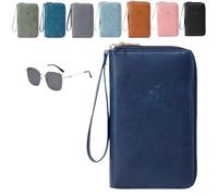 Genérico Multi-Functional RFID Passport Wallet,Organizer with Anti-Theft Protection,PU Leather Waterproof Travel Wallet (Dark Blue)
