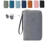 Genérico Multi-Functional RFID Passport Wallet,Organizer with Anti-Theft Protection,PU Leather Waterproof Travel Wallet (Grey)