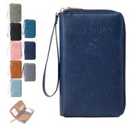 Genérico Multi-Functional RFID Passport Wallet, RFID Anti-Theft Passport Holder, Wallet Cover Case for Travel Women and Men Must Haves Accessories (Dark Blue)