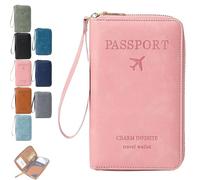 Genérico Multi-Functional RFID Passport Wallet, RFID Anti-Theft Passport Holder, Wallet Cover Case for Travel Women and Men Must Haves Accessories (Pink)