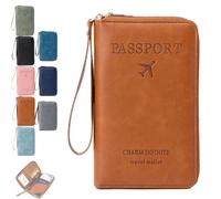 Genérico Multi-Functional RFID Passport Wallet, RFID Anti-Theft Passport Holder, Wallet Cover Case for Travel Women and Men Must Haves Accessories (Brown)