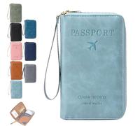 Genérico Multi-Functional RFID Passport Wallet, RFID Anti-Theft Passport Holder, Wallet Cover Case for Travel Women and Men Must Haves Accessories (Sky Blue)