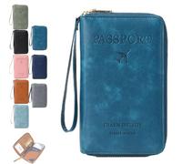 Genérico Multi-Functional RFID Passport Wallet, RFID Anti-Theft Passport Holder, Wallet Cover Case for Travel Women and Men Must Haves Accessories (Sapphire Blue)
