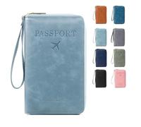 Genérico Multi-Functional RFID Passport Wallet, RFID Passport Holder, Wallets Cover Case for Travel with Anti-Theft Protection (Light Blue)