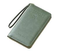 Genérico Multi-Functional RFID Passport Wallet,RFID Passport Wallet Women Travel Document Holder,for Credit Cards,Tickets and Cash (Green)