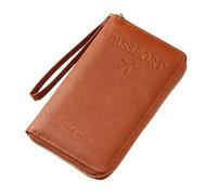 Genérico Multi-Functional RFID Passport Wallet,RFID Passport Wallet Women Travel Document Holder,for Credit Cards,Tickets and Cash (Light Brown)
