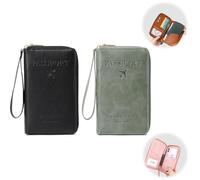 Genérico Multi-Functional RFID Passport Wallet, Travel Wallet for Men & Women, RFID Passport Holder (Black+Grey)