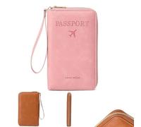 Genérico Multi-Functional RFID Passport Wallet with Anti-Theft Protection, Travel Wallet for Men & Women, Secure ID Card Organizer, Travel Essentials, Slim Leather Cover for Credit Cards and Cash (B)