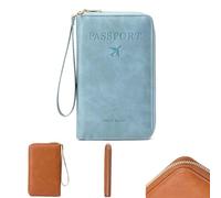 Genérico Multi-Functional RFID Passport Wallet with Anti-Theft Protection, Travel Wallet for Men & Women, Secure ID Card Organizer, Travel Essentials, Slim Leather Cover for Credit Cards and Cash (F)