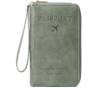 Genérico Multi-Functional RFID Travel Passport Wallet,Secure ID Card Organizer,Slim PU Cover for Credit Cards,Tickets and Cash (Green)