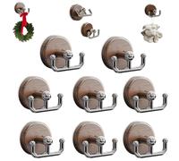 Genérico Multi Functional Wood Grain Suction Cup Hook, Suction Cup Hooks for Door Wreaths, Waterproof No Drill Removable for Bathroom Kitchen Tile Glass and Christmas Wreath (8PCS)