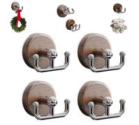Genérico Multi Functional Wood Grain Suction Cup Hook, Suction Cup Hooks for Door Wreaths, Waterproof No Drill Removable for Bathroom Kitchen Tile Glass and Christmas Wreath (4PCS)