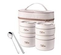 Generico Multi Layer Lunchbox - Home Stackable Stainless Steel Compartment Snack Box, Portable Food Container with Lunch Bag, Stackable Leakproof Stainless Steel Food Container, Snack Compartment