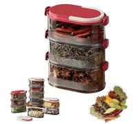Genérico Multi-layer Sealed Spice Organizer, Stackable Spice Storage Box, Stackable Seasoning Storage Box with Easy Lock Lids for Cereal, Kitchen Pantry Organization (Red,3 Layers)