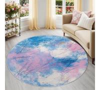 Genérico Multicolor Crayones Líneas Alfombra Redonda Lavable 100 cm, Antideslizante Garabatos Minimalista Alfombra Salón Pelo Corto, Suave para Habitación
