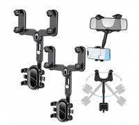 Genérico Multifunctional 360 Rotatable Car Rearview Mirror Phone Holder for Smartphones Universal Bracket Mount Rearview Mirror Accessories for Daily Commute and Travel (B-2Pcs)