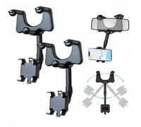 Genérico Multifunctional 360 Rotatable Car Rearview Mirror Phone Holder for Smartphones Universal Bracket Mount Rearview Mirror Accessories for Daily Commute and Travel (A-2Pcs)