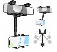 Genérico Multifunctional 360 Rotatable Car Rearview Mirror Phone Holder for Smartphones Universal Bracket Mount Rearview Mirror Accessories for Daily Commute and Travel (A-1Pcs)