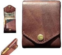 Genérico Multifunctional Compact Wallet,Handmade PU Leather Wallet Built In Pen Slot for Men,Portable Business Billfold Card Holder