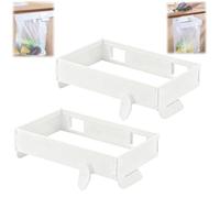 Genérico Multifunctional Portable Trash Bag Holder,Folding Hanging Kitchen Cabinet Bathroom Trash Can,No Drill Adhesive Mounted Plastic Bag Holder,Space-Saving Foldable Garbage Bag Holders (White)