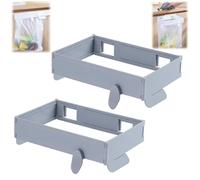 Genérico Multifunctional Portable Trash Bag Holder,Folding Hanging Kitchen Cabinet Bathroom Trash Can,No Drill Adhesive Mounted Plastic Bag Holder,Space-Saving Foldable Garbage Bag Holders (Gray)