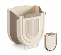 Genérico Multipurpose Hanging Collapsible Trash Can for Kitchen (Beige-10L)
