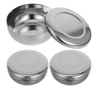 Genérico Multiusos Estilo Coreano 3 Cuencos de Acero Inoxidable con Tapa y Fáciles de Limpiar, Tazones Grandes para Sopa, Arroz y Aperitivos en Cocina