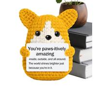 Genérico Muñeca De Cachorro De Ganchillo - Lindo Animal De Peluche Inspirador, Corgi Positivo, Felpa De Apoyo Emocional Hecha A Mano, Decoración De Escritorio/Mamá Papá Amante De Las Mascot