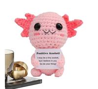 Genérico Muñeca de Crochet Axolotl | Axolotl Positivo con un Patio a Mano - Juguete de amigurumi tierno, Juguete Suave Inspirador con Tarjeta de Aliento, Regalo Dulce para niños y Adultos, Rosa