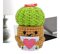 Genérico Muñeca De Maceta De Ganchillo - Flor De Maceta De De Apoyo Emocional, Decoración De Oficina De Energía Hecha A Mano, De Mesa De Notas De Afirmación Edificante, Acogedora Ficha De