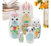 Genérico Muñecas de Pascua, Bunny de Madera Educativa - Juguete Educativo y Cultural de Matrioshka Rusa, para la decoración de la sala de estar, la habitación, la sala de juegos, la primavera,