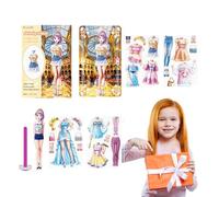 Generico Muñecas de vestir magnéticas - Estuche de viaje portátil | Juguetes adhesivos para niñas, juego de juegos de , regalo de actividades tranquilas para niños para aprender