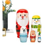 Genérico Muñecas Matrioska - 5 Piezas Juguetes Apilables De Navidad De Madera - Papá Noel Alce Muñeco De Nieve Juguetes Anidados,para Bebés, Adultos, Favor De Fiesta, Hogar, Cumpleaños Y Relleno