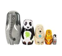 Genérico Muñecas Rusas Figuras Coleccionables Elefante Panda Apilables | Set 5 Figuras Animales Apilables Para Mujeres Hombres Niños Niñas Hogar Salón Mesa Estante Recibidor