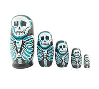Genérico Muñecas Rusas Que anidan con Madera Redonda Pintada, Skeleton | Construcción pintada de madera, diseño abierto y ajustado, juego de emparejar y clasificar, muñeca con