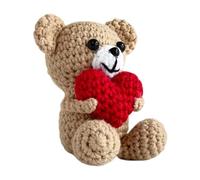Genérico Muñeco De Oso De Ganchillo: Material De Acrílico Suave, Lindo De Peluche De Punto con Ojos De Seguridad, Animal De Bolsillo con Corazón Bordado, Juguete Amigurumi Hecho A Mano para Niños |