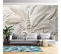 Genérico Mural De Pared 3D Con Relieve De Hojas Tropicales, Papel Adhesivo Con Efecto Relieve, 290 Cm (Alto) X 480 Cm (Ancho), Removible, Autoadhesivo, Para Sala De Estar Y Dormitorio - Decoración