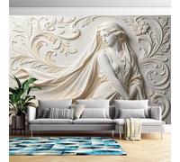 Genérico Mural De Pared Con Relieve 3D De Flores Y Diosas | 400 Cm (Ancho) X 280 Cm (Alto) | Arte Moderno | Adhesivos De Pared No Tejidos Para Dormitorio Y Sala De Estar | No Se Despegan Ni Se Pega