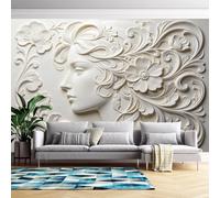 Genérico Mural De Pared Con Relieve 3D De Rostro Femenino, Papel Pintado De Lujo Con Relieve, Autoadhesivo, 160 Cm (Alto) X 250 Cm (Ancho), Ideal Para Sala De Estar Y Dormitorio. Decoración Clási