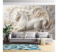 Genérico Mural De Pared Moderno Con Relieve 3D De Caballo Al Galope | 500 Cm (Ancho) X 280 Cm (Alto) Adhesivos De Pared Florales En Relieve Para Dormitorio Y Sala De Estar - No Tejido - No Autoadhe