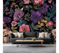 Genérico mural fotográfico Papel pintado 500 x 280 cm Planta Roses Margaritas Intejido Cuadros Póster de pared, Flores Retro Papel Pintado Panorámico Salón Hogar Decorativo Tentura Apartamento