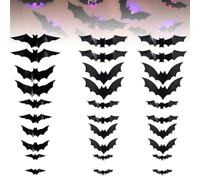 Genérico Murciélagos 3D Iluminados de Halloween, Decoración de Pared de Murciélagos 3D, Decoración Led con Diseño de Murciélago Iluminado Morado, 5 Tamaños Diferentes para Hogar, Interior(36PCS)