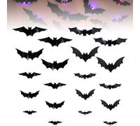 Genérico Murciélagos 3D Iluminados de Halloween, Decoración de Pared de Murciélagos 3D, Decoración Led con Diseño de Murciélago Iluminado Morado, 5 Tamaños Diferentes para Hogar, Interior(24PCS)