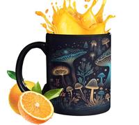 Genérico Mushroom Coffee Cup - Heat Activated Color Shift Mug, Hidden Forest Design, 12 Ounce Cocoa Glass, Mycology Present, Interactive Beverage Jar | For Men