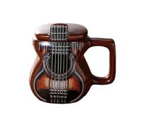 Genérico Music Cup | 3D Ceramic Coffee Mug With Lid | 500ml Aesthetic Large Capacity Bottle | Guitar Mugs Tumblers For Tea Christmas Cafe Women Men Water Travel Bookshelf