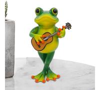 Genérico Music Frog Figurine - 5.51in Cute Garden Statue for Yard and Patio Decoration, Animal Sculpture Ornament for Balcony Porch or Outdoor Lawn, Artistic Resin Craft Green Finish, Garden Display