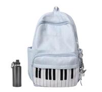 Genérico Musical Note Knapsack, Melodic Laptop Rucksack, 17.12 Inches Campus Bag with Padded Sleeve, Canvas School Pack, Artistic Piano Print with Side Pockets, Student Bookbag for College Life