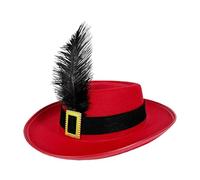 Genérico Musketeer Costume Hat with Feathers, Wide Brim Cosplay Hat for Kids and Adults, Renaissance Party Headwear with Sash Accent, Fancy Dress Up Accessory, 12.2x10.63x3.15 Inches