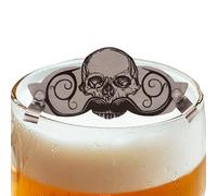 Genérico Mustache Guard, Stainless Steel Protector, Skull Cup Shield, Beard Protection Piece, Beverage Topper, Cool Grooming Accessory, Small Reusable Clip for Coffee Mugs Beer Teacups Men Gift